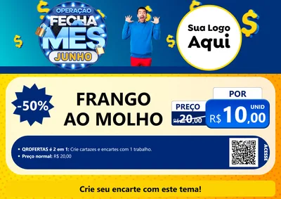 Modelo de Cartaz para Cartaz A4 Horizontal com o tema Operação Fecha Mês, Junho para Restaurante