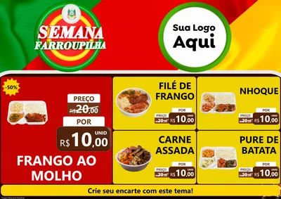 Modelo de Encarte para Encarte A4 Horizontal com o tema Semana Farroupilha para Restaurante
