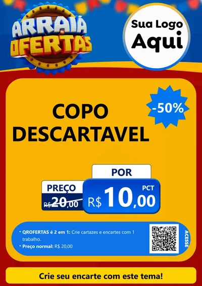 Modelo de Cartaz para Cartaz A4 Vertical com o tema Arraiá de Ofertas - Junina para Embalagens