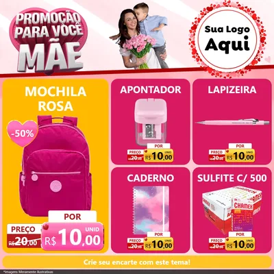 Modelo de Rede Social para Feed Facebook com o tema Promoção Para Você Mãe para Papelaria