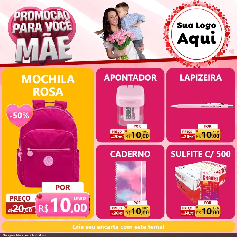 Modelo de Rede Social para Feed Facebook com o tema Promoção Para Você Mãe para Papelaria