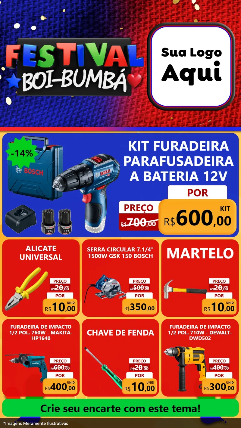 Modelo de Rede Social para Stories com o tema Festival Boi-Bumbá para Maquinas e Ferramentas