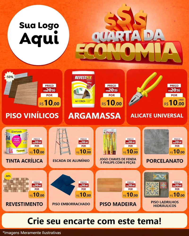 Modelo de Rede Social para Feed Instagram com o tema Quarta da Economia para Material para Construção
