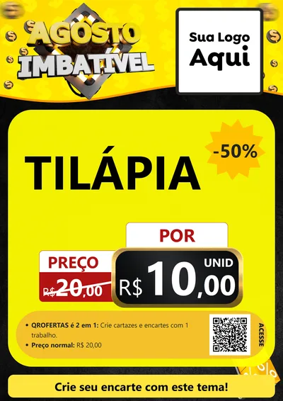 Modelo de Cartaz para Cartaz A4 Vertical com o tema Agosto Imbatível para Peixaria