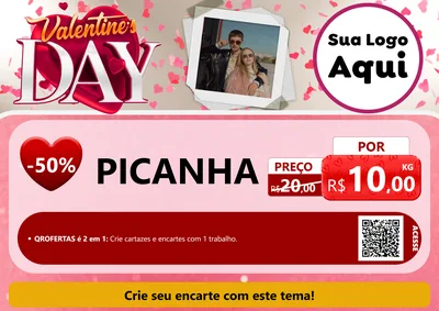 Modelo de Cartaz para Cartaz A4 Horizontal com o tema Valentine's Day para Açougue