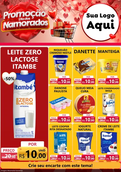 Modelo de Encarte para Encarte A4 Vertical com o tema Promoção Dia dos Namorados para Frios e Laticínios