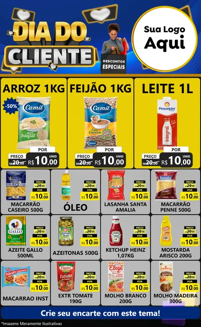 Modelo de Encarte para Encarte Grande com o tema Dia Do Cliente para Supermercado