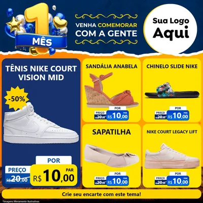Modelo de Rede Social para Feed Facebook com o tema Um Mês de Aniversário para Calçados