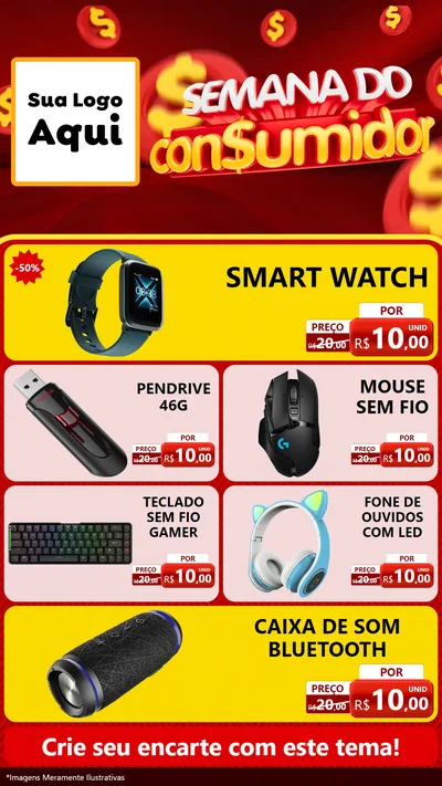 Modelo de TV para TV Vertical com o tema Semana do Consumidor para Informática