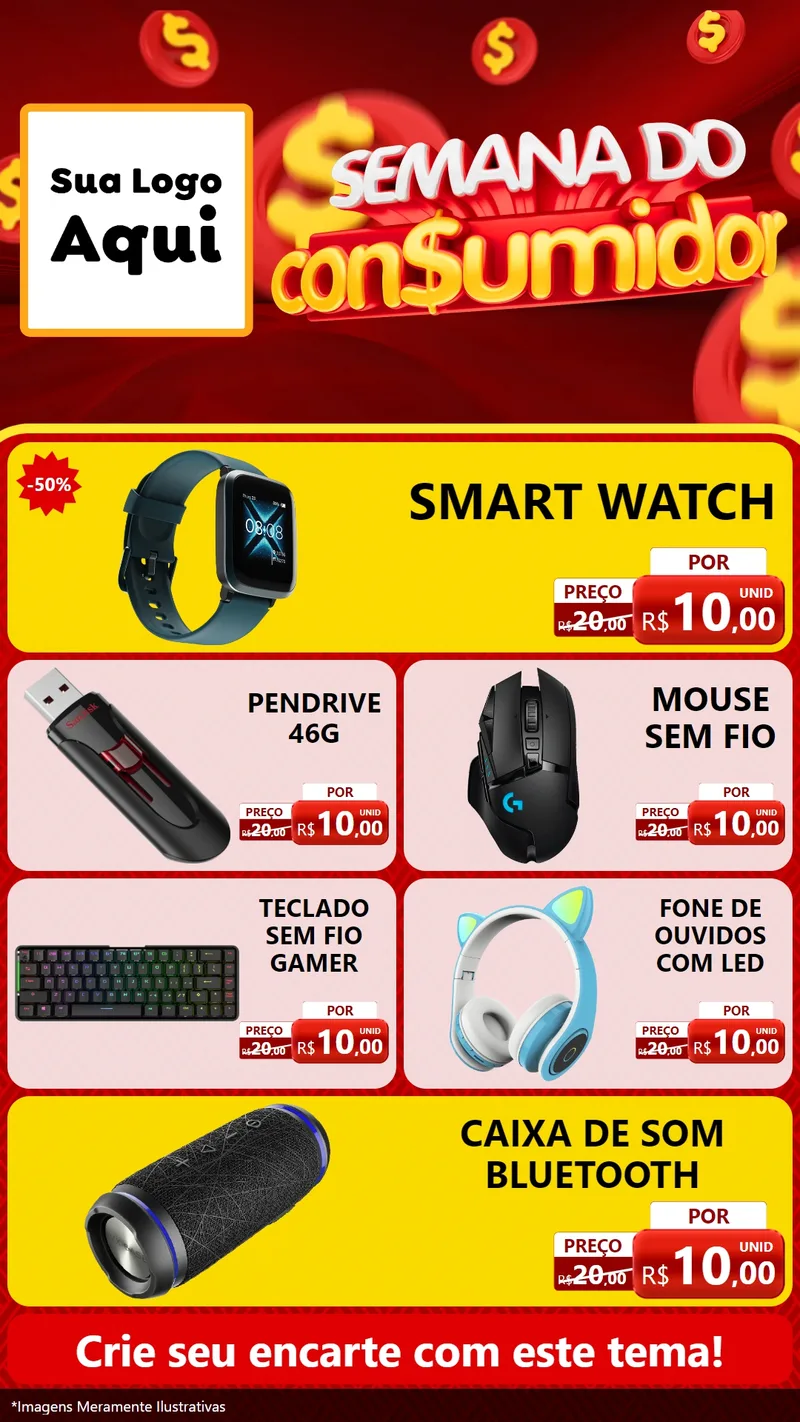 Modelo de TV para TV Vertical com o tema Semana do Consumidor para Informática