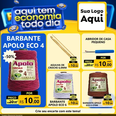 Modelo de Rede Social para Feed Facebook com o tema Aqui Tem Economia Todo Dia para Armarinho e Aviamentos