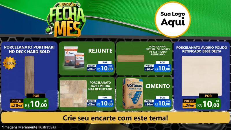 Modelo de TV para TV Horizontal com o tema Operação Fecha Mês para Pisos e revestimentos