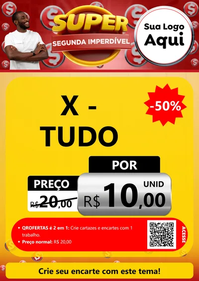 Modelo de Cartaz para Cartaz A4 Vertical com o tema Super Segunda Imperdível para Hamburgueria