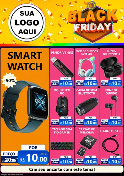 Modelo de Encarte para Encarte A4 Vertical com o tema Black Friday para Informática