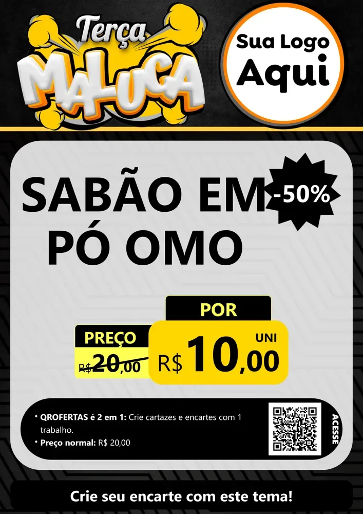 Modelo de Cartaz para Cartaz A4 Vertical com o tema Terça Maluca para Produtos de Limpeza