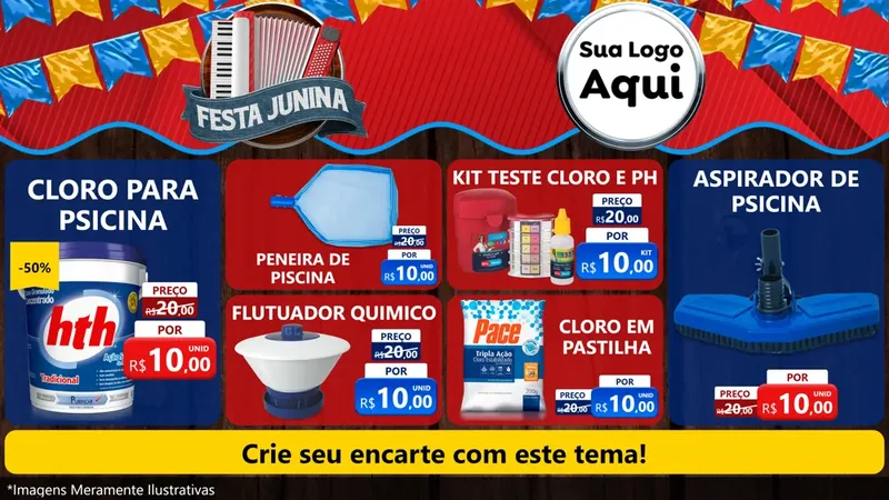 Modelo de TV para TV Horizontal com o tema Festa Junina para Produtos para Piscina