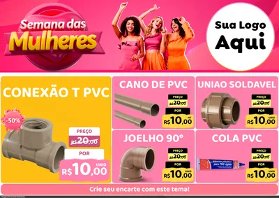 Modelo de Encarte para Encarte A4 Horizontal com o tema Semana das Mulheres para Tubos e conexões