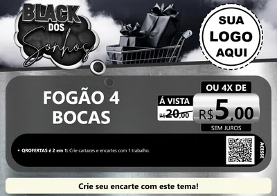 Modelo de Cartaz para Cartaz A4 Horizontal com o tema Black dos Sonhos para Móveis e Eletro