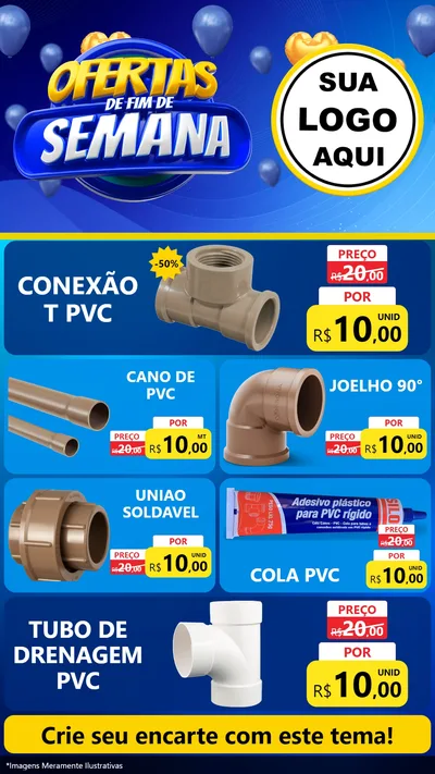 Modelo de TV para TV Vertical com o tema Ofertas de Fim de Semana para Tubos e conexões