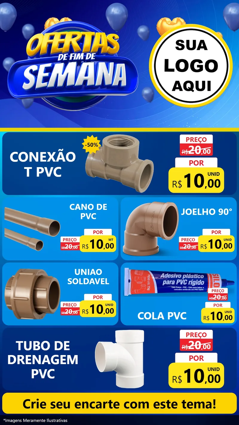 Modelo de TV para TV Vertical com o tema Ofertas de Fim de Semana para Tubos e conexões