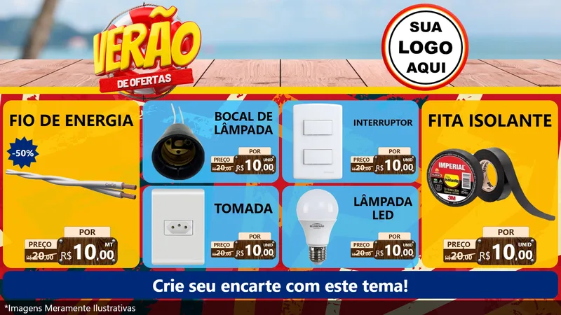 Modelo de TV para TV Horizontal com o tema Verão de Ofertas para Materiais Elétricos