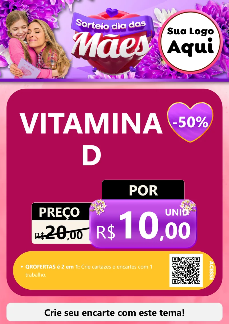 Modelo de Cartaz para Cartaz A4 Vertical com o tema Sorteio Dia das Mães para Farmácia