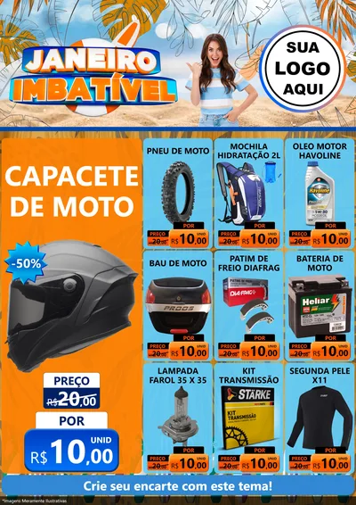 Modelo de Encarte para Encarte A4 Vertical com o tema Janeiro Imbatível para Moto peças