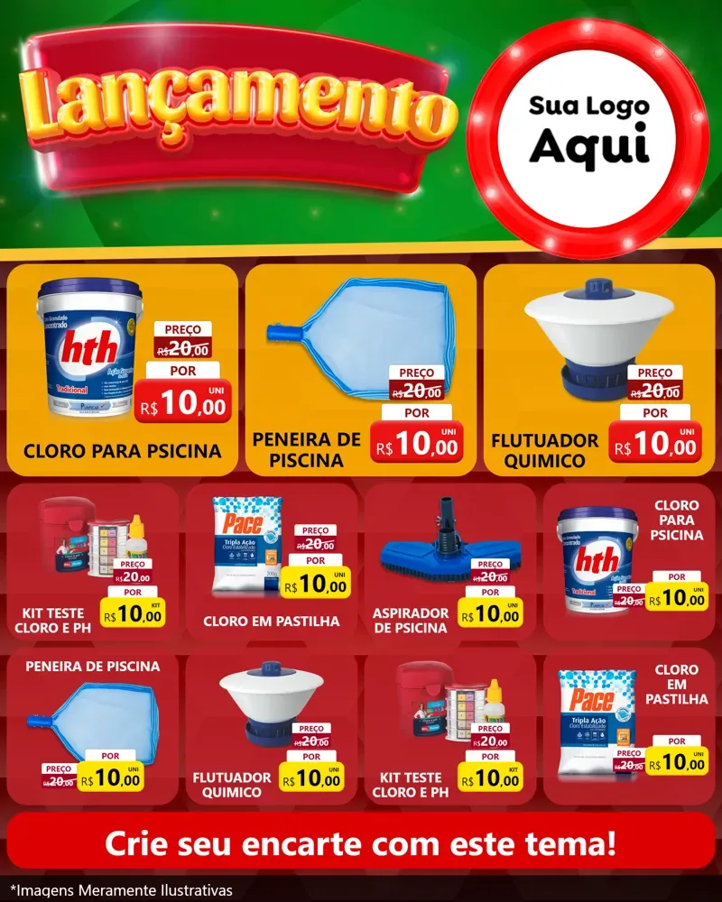 Modelo de Rede Social para Feed Instagram com o tema Lançamento para Produtos para Piscina