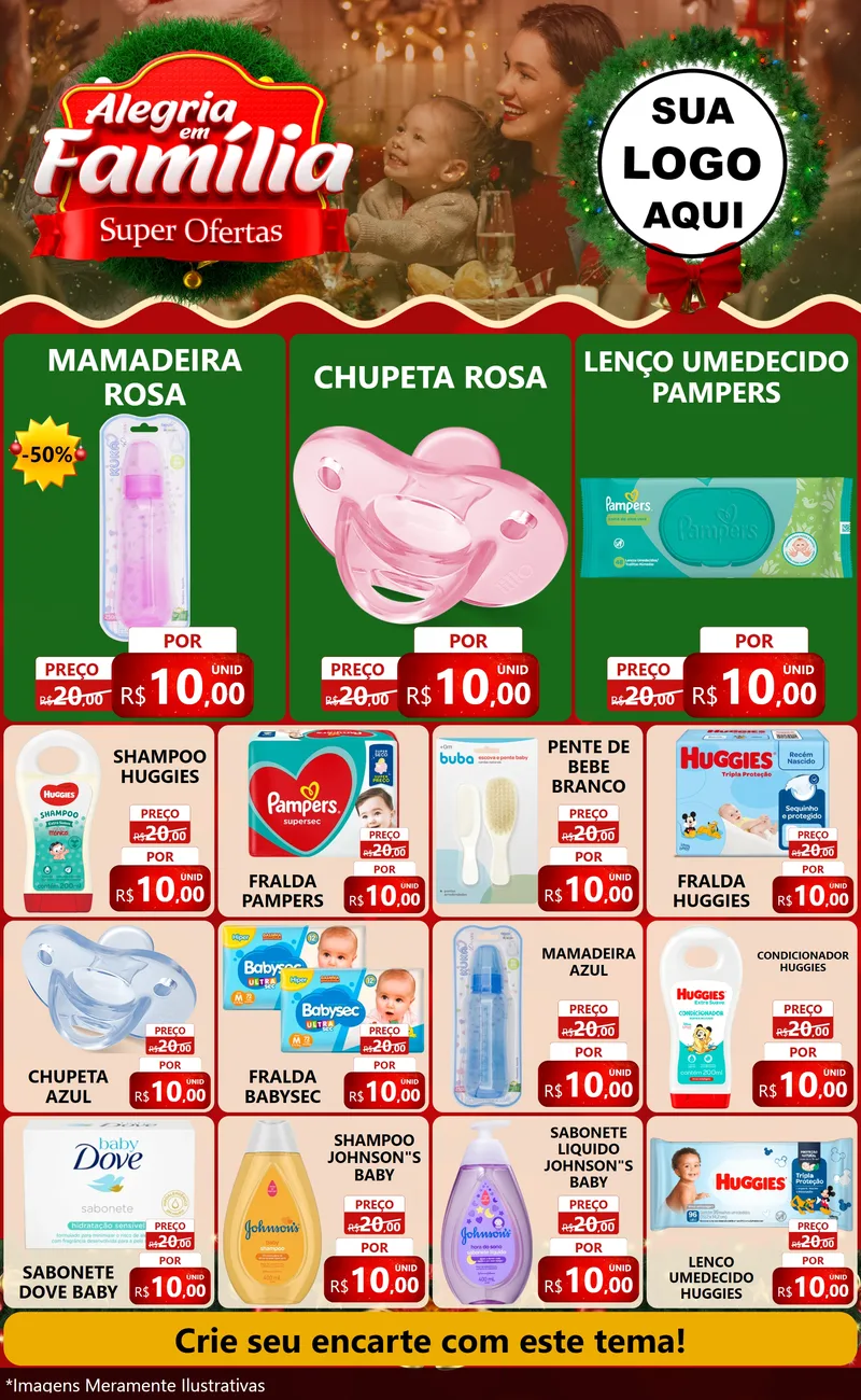 Modelo de Encarte para Encarte Grande com o tema Alegria Em Família - Super Ofertas para Bebês