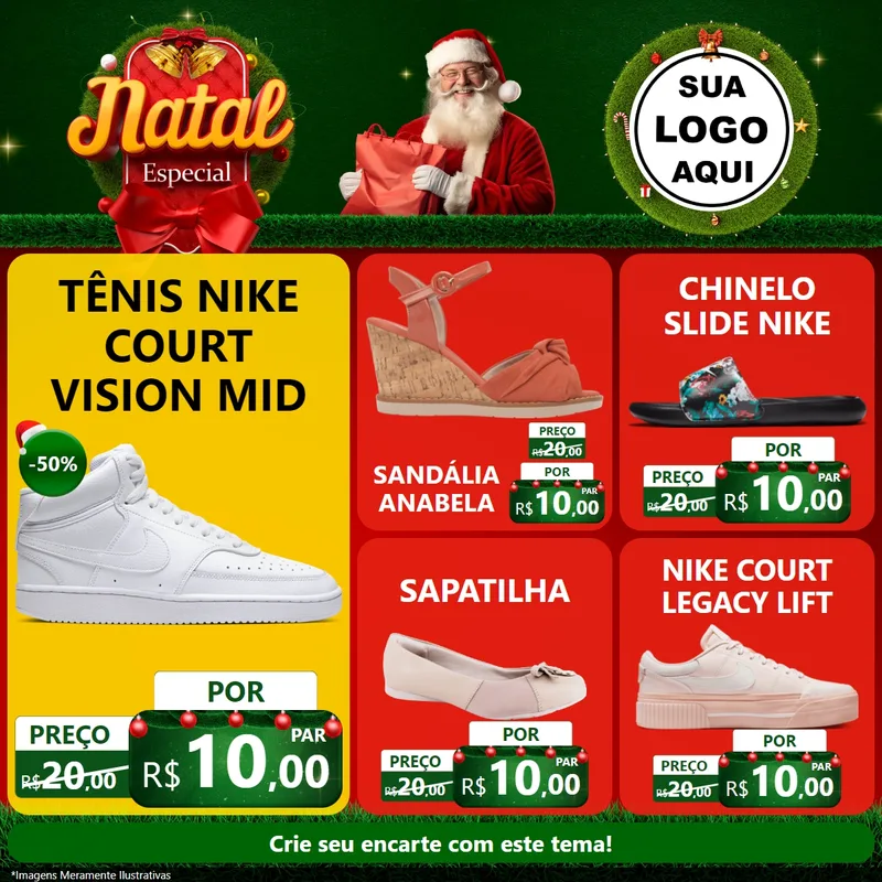 Modelo de Rede Social para Feed Facebook com o tema Natal Especial para Calçados