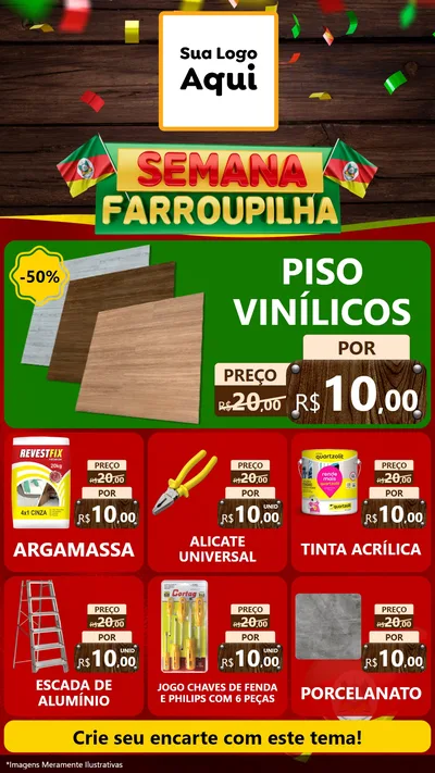 Modelo de Rede Social para Stories com o tema Semana Farroupilha para Material para Construção