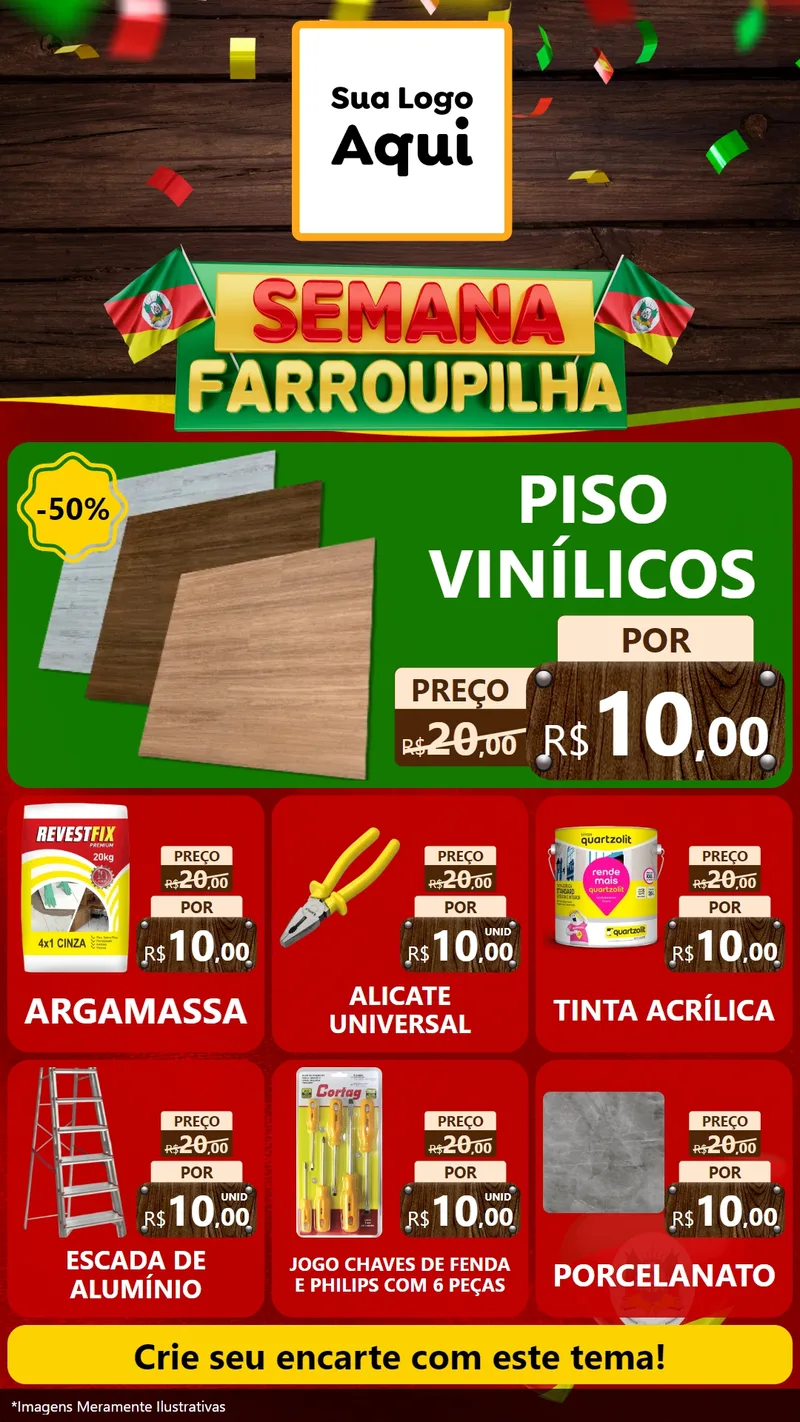 Modelo de Rede Social para Stories com o tema Semana Farroupilha para Material para Construção