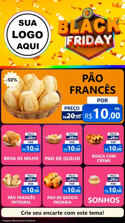 Modelo de Rede Social para Stories com o tema Black Friday para Padaria