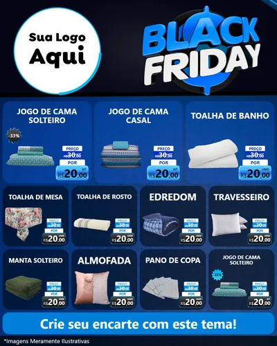 Modelo de Rede Social para Feed Instagram com o tema Black Friday para Cama, Mesa e Banho