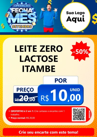 Modelo de Cartaz para Cartaz A4 Vertical com o tema Operação Fecha Mês Setembro para Frios e Laticínios