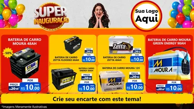 Modelo de TV para TV Horizontal com o tema Super Inauguração para Baterias Elétricas