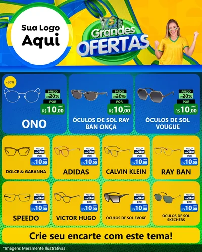 Modelo de Rede Social para Feed Instagram com o tema Grandes Ofertas para Óticas