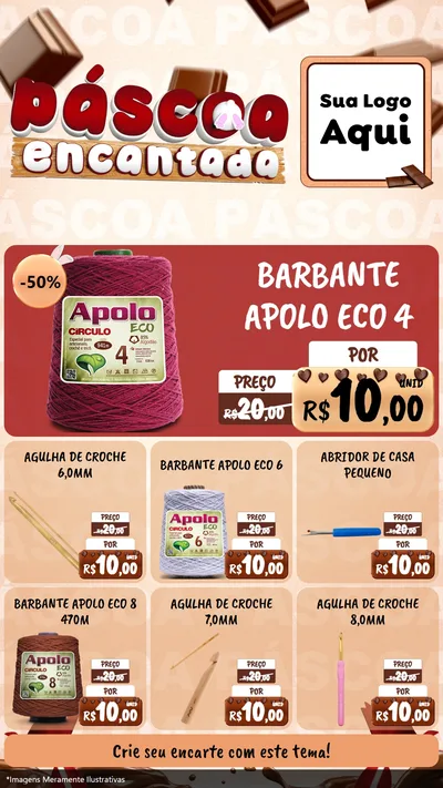 Modelo de Rede Social para Stories com o tema Páscoa Encantada para Armarinho e Aviamentos