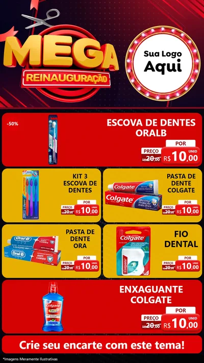 Modelo de TV para TV Vertical com o tema Mega Reinauguração para Higiene Pessoal
