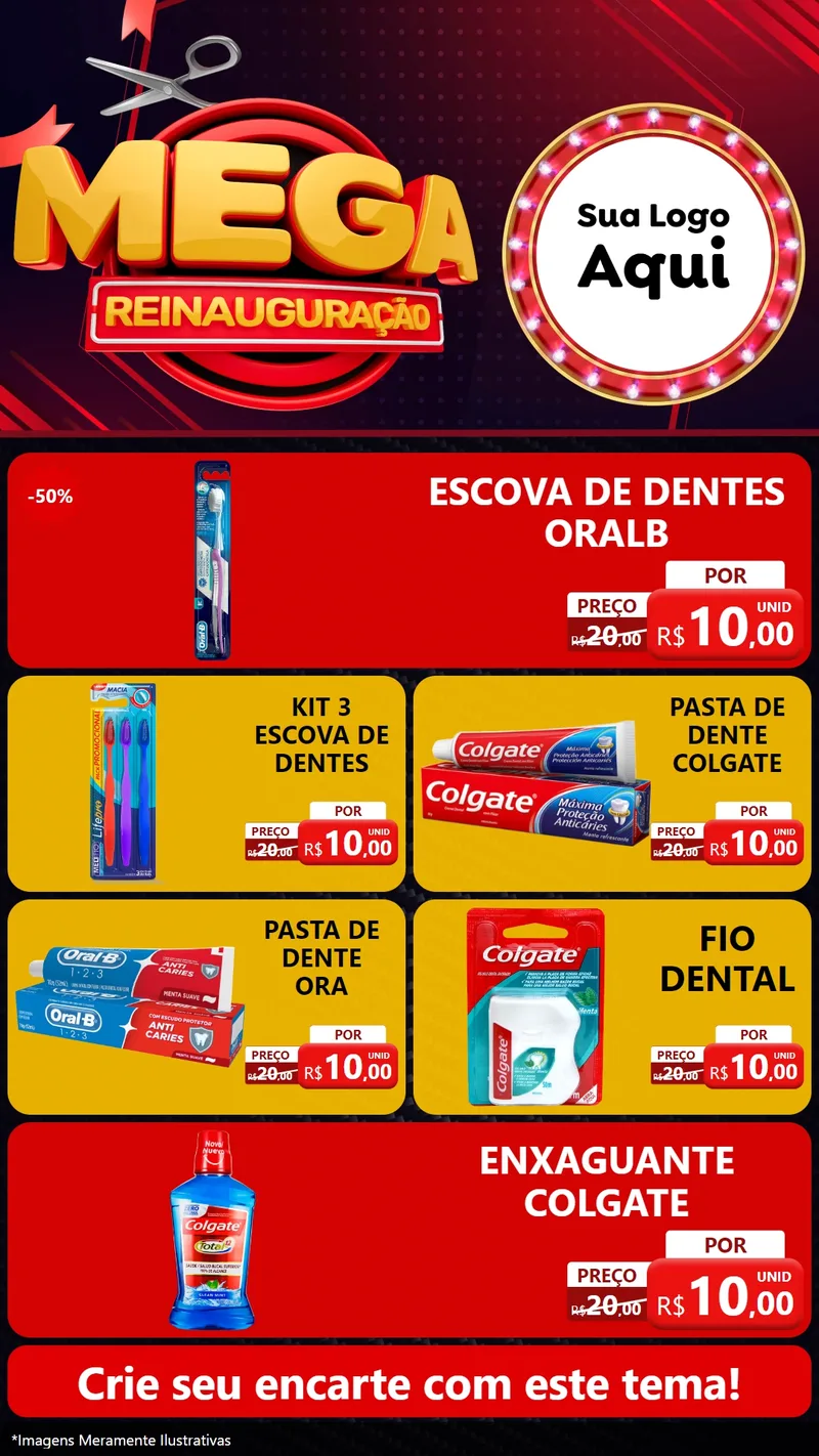 Modelo de TV para TV Vertical com o tema Mega Reinauguração para Higiene Pessoal