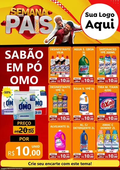 Modelo de Encarte para Encarte A4 Vertical com o tema Semana Dos Pais para Produtos de Limpeza