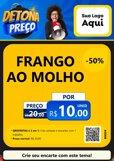 Modelo de Cartaz para Cartaz A4 Vertical com o tema Detona Preços para Restaurante