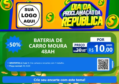 Modelo de Cartaz para Cartaz A4 Horizontal com o tema Dia Da Proclamação da República para Baterias Elétricas