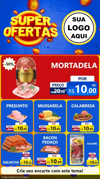 Modelo de Rede Social para Stories com o tema Super Ofertas para Frios e Laticínios