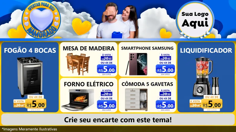 Modelo de TV para TV Horizontal com o tema Ofertas Para Seu Namorado para Móveis e Eletro
