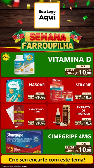 Modelo de TV para TV Vertical com o tema Semana Farroupilha para Farmácia