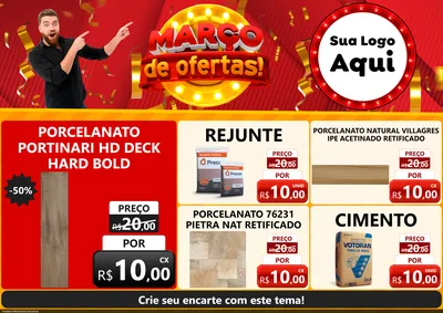 Modelo de Encarte para Encarte A4 Horizontal com o tema Março de Ofertas! para Pisos e revestimentos