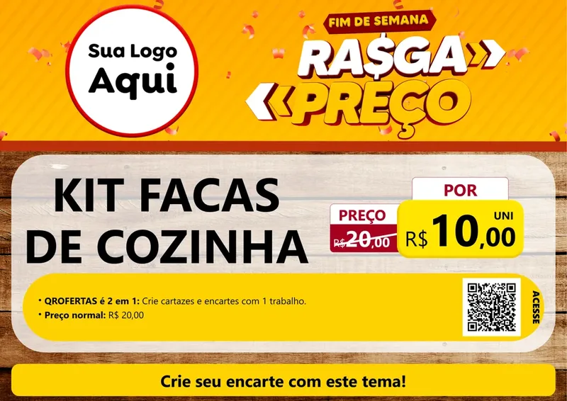 Modelo de Cartaz para Cartaz A4 Horizontal com o tema Fim de Semana Rasga Preços para Utilidades Domésticas