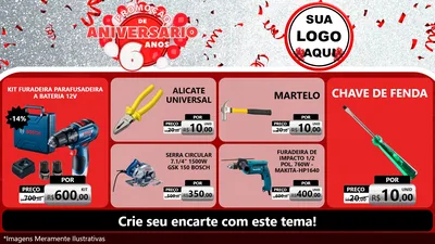 Modelo de TV para TV Horizontal com o tema Promoção de Aniversário - 6 Anos para Maquinas e Ferramentas