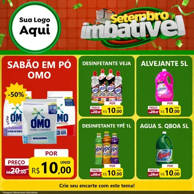 Modelo de Rede Social para Feed Facebook com o tema Setembro Imbatível para Produtos de Limpeza